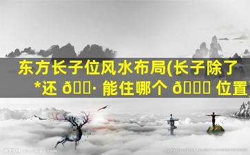 东方长子位风水布局(长子除了*
还 🕷 能住哪个 🐎 位置)